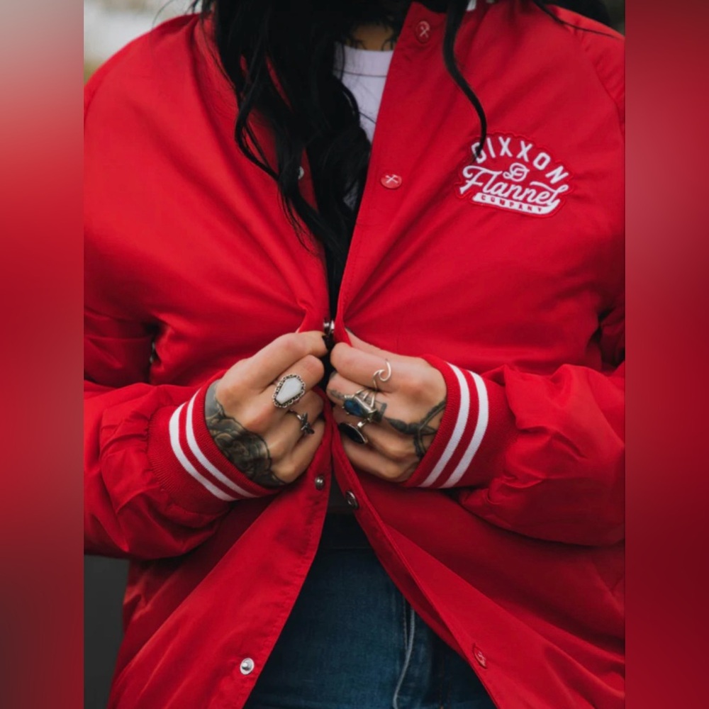 DIXXON “PASTIME” NYLON VARSITY JACKET - RED - Men’s 3XL - Picture 5 of 10